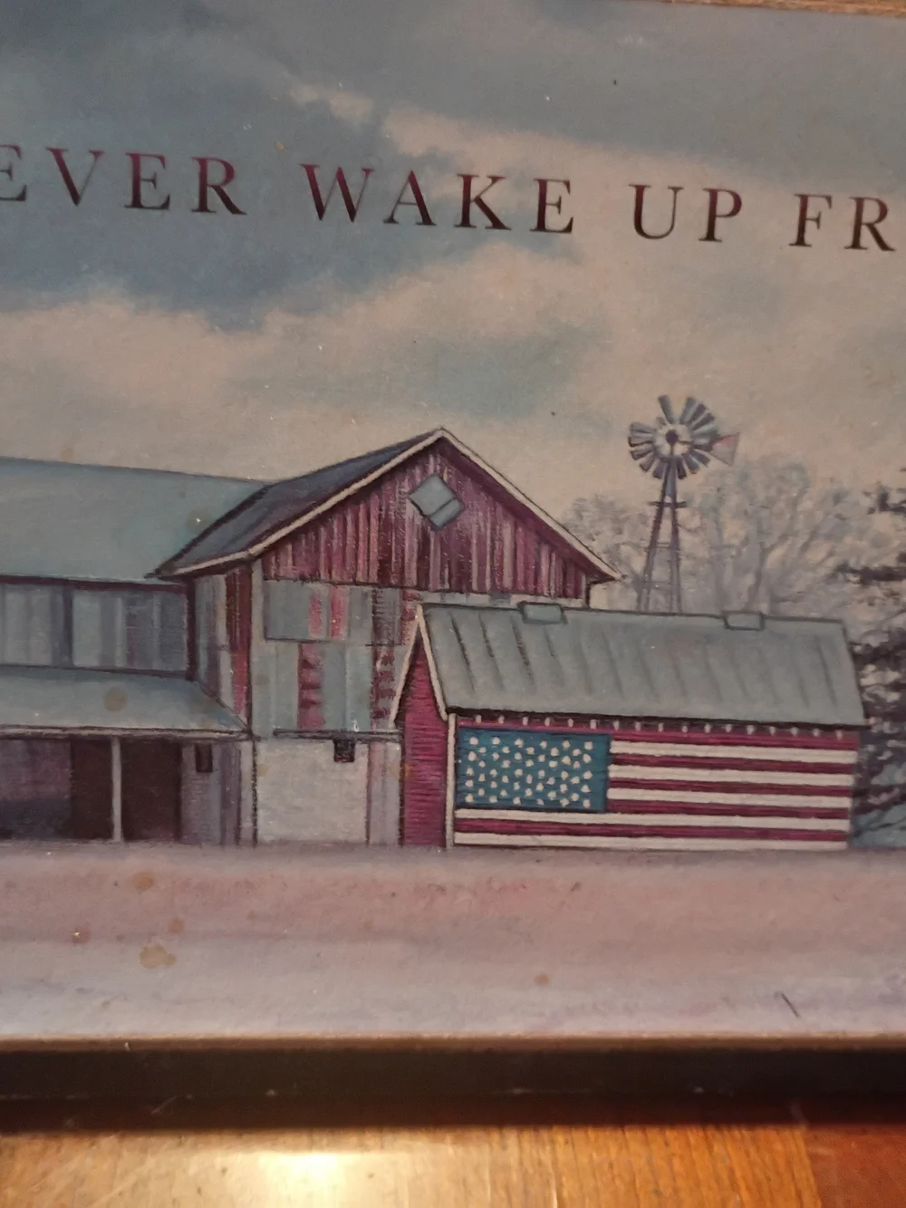 Bonnie Mohr American Farmhouse Wall Art Sign in Blue and Red